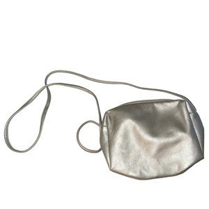 Silver Metallic Simple cross body purse bag rubber water resistant linin…
